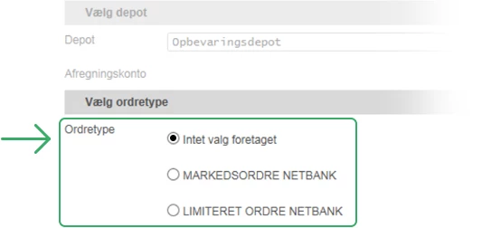 Vælg ordretype