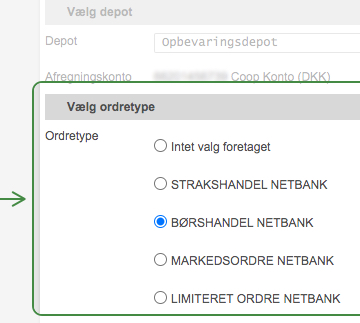 Vælg ordretype