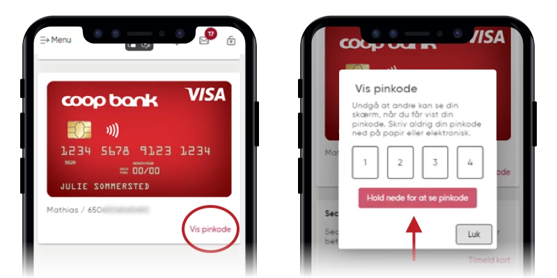 Få vist din pinkode i net- eller mobilbanken