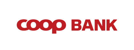 Coop banks nye logo skrevet med rød tekst