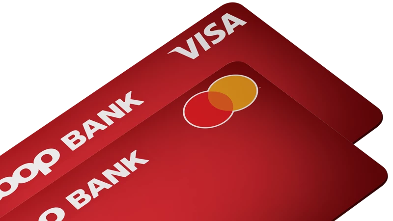 Coop banks betalingskort med hvid baggrund