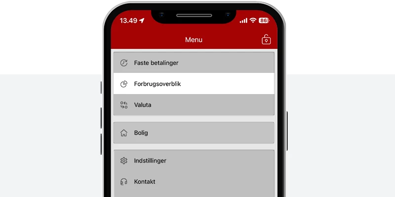 Oversigt over forbrugsoverblik i Coop Bank Mobilbank