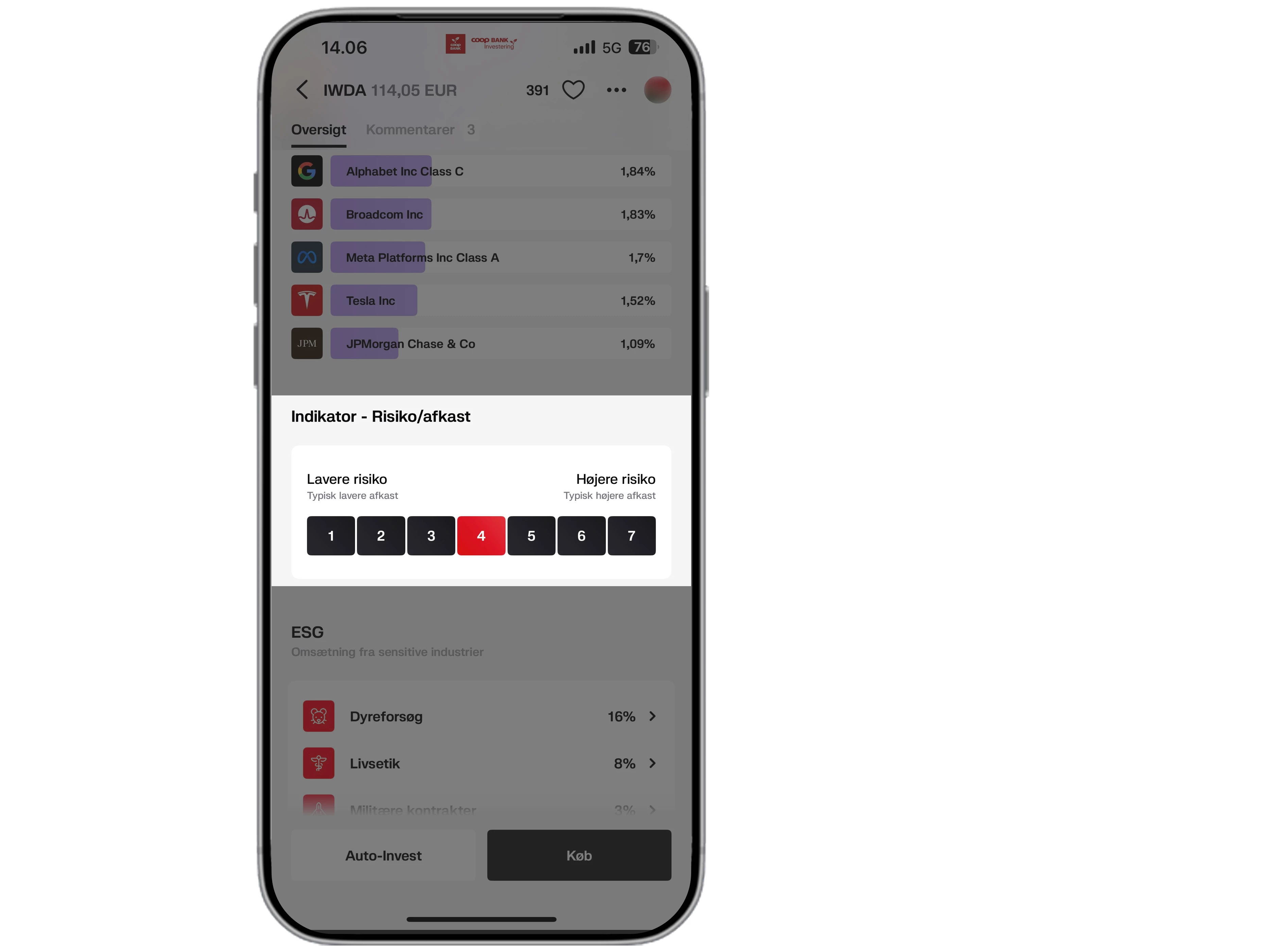 Screenshot fra coop bank investering