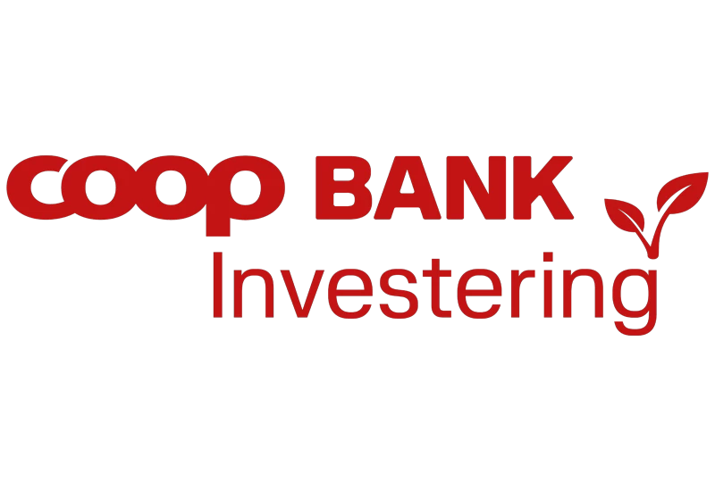 Coop bank investering rødt logo grafik